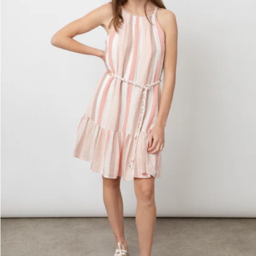 Rails Becca Cheyanne Pink and White Ruffled Tie Front Sundress